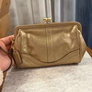 Coach Gold Women's wristlet clutch
